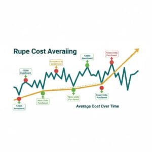 rupee cost averaging in sip mutual funds example india chart showing units purchased over time