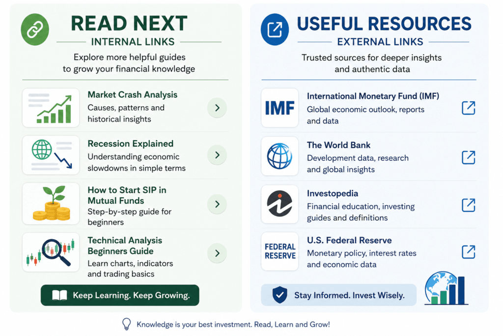 internal and external links section showing financial guides and trusted resources for further reading
