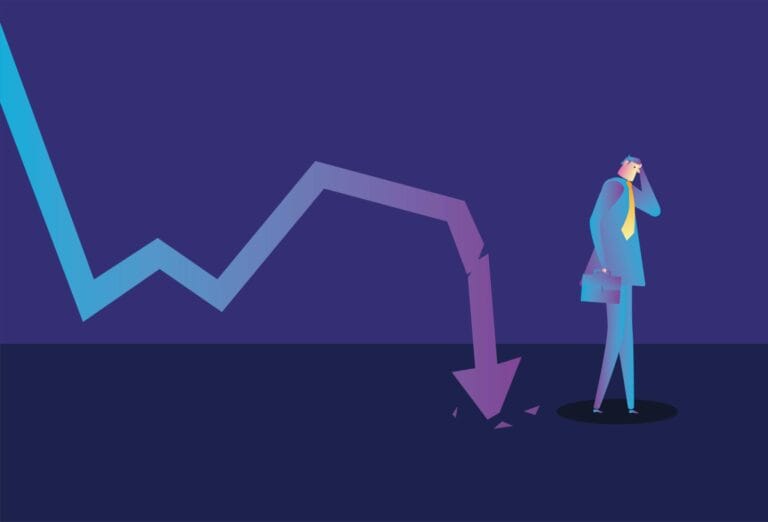 stock market crash illustration showing sharp price fall and investor panic during market downturn