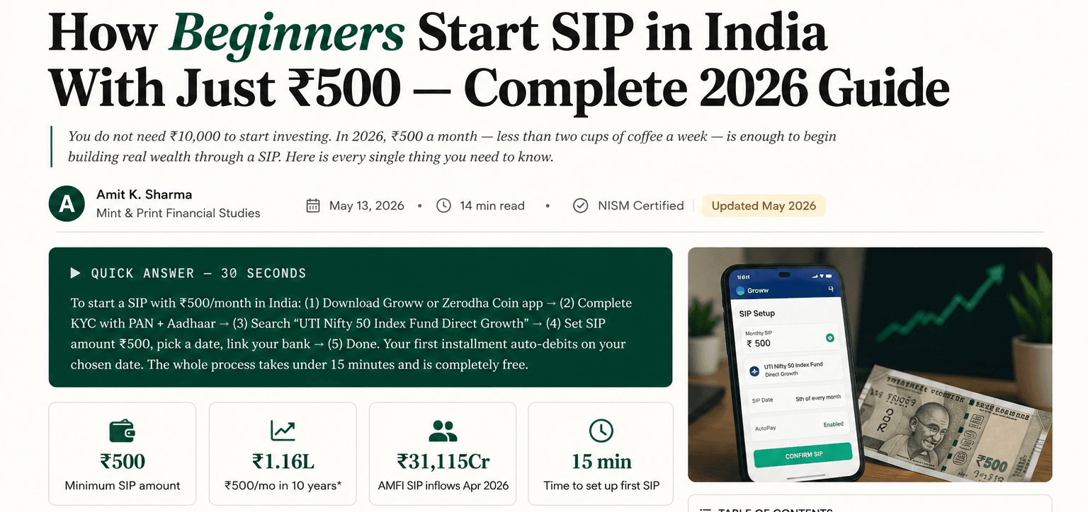 Start SIP in India with ₹500 in 2026